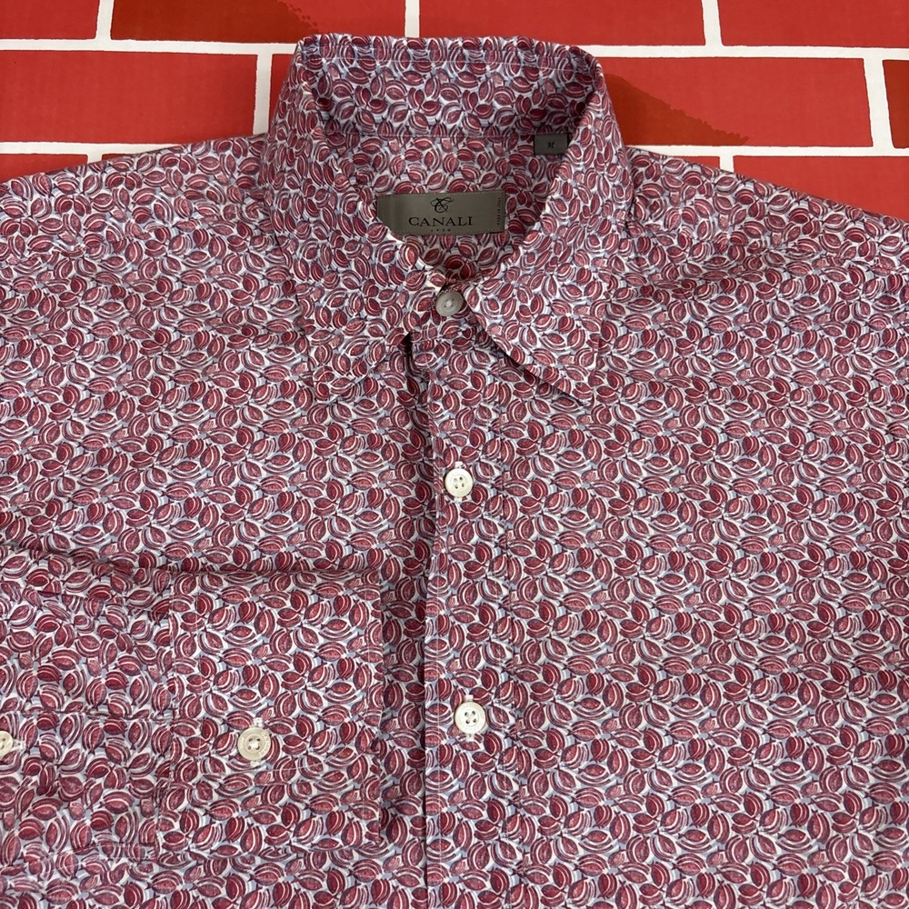Canali 1934 Dress Shirt Medium Button Down Up Geometric Pattern